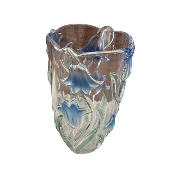 Vintage Mikasa Crystal Blue Bell flower vase wedding Easter Mothers day